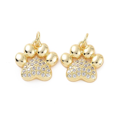 Rack Plating Brass Micro Pave Cubic Zirconia Charms X-KK-C008-36G-1