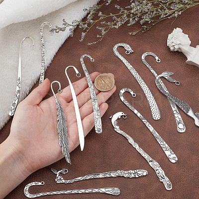 12Pcs 12 Styles Tibetan Style Alloy Bookmarks PALLOY-SC0003-81-1