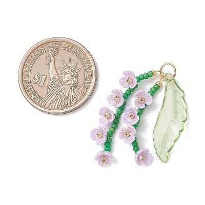 Glass Seed Beaded Pendants PALLOY-MZ01249-1