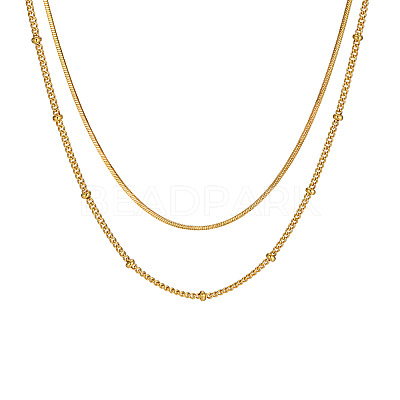 304 Stainless Steel Double-Layer Necklace NJEW-Q321-01G-1