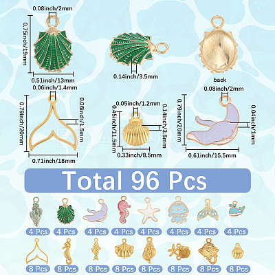 96Pcs Alloy Pendants FIND-SC0016-28-1