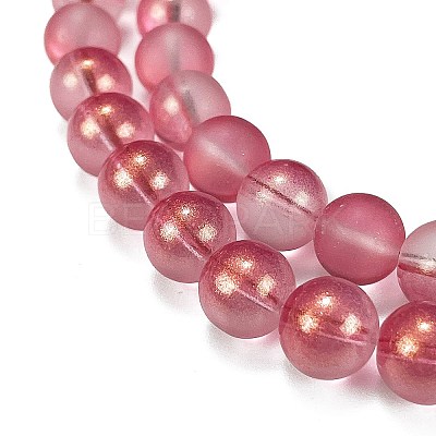 Frosted Transparent Glass Bead Strands GLAA-P065-10mm-09-1