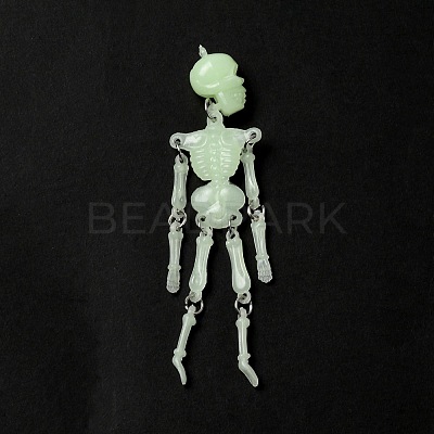Halloween Luminous PVC Skeleton Pendants HJEW-B007-01-1