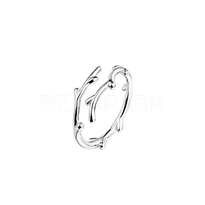 Deer Horn Rhodium Plated 925 Sterling Silver Cuff Rings FS-WGD6B3D-01-1