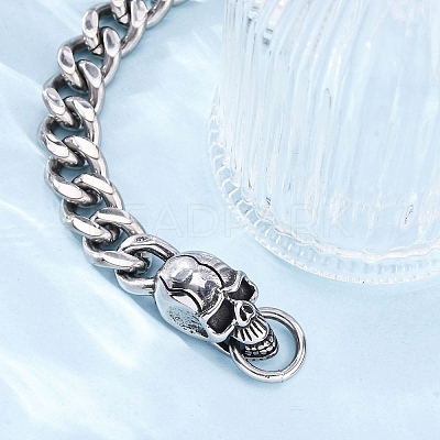 201 Stainless Steel Curb Chain Bracelets BJEW-B078-157P-1