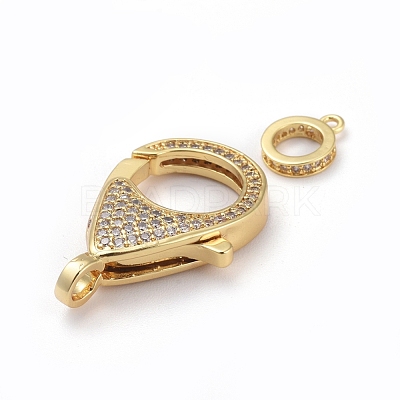 Brass Micro Pave Cubic Zirconia Lobster Claw Clasps ZIRC-F110-01B-G-1
