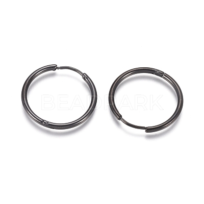 304 Stainless Steel Huggie Hoop Earrings EJEW-F111A-25mm-B-1