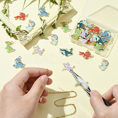 30Pcs 6 Styles Alloy Enamel Pendants ENAM-CJ0006-47-1
