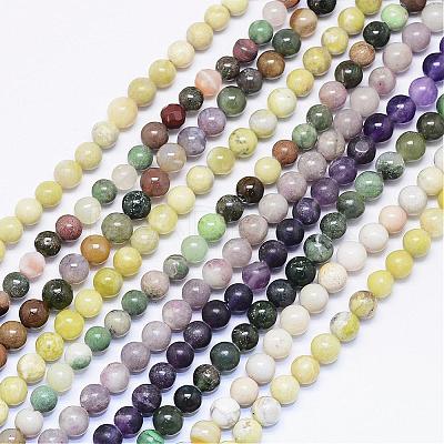 Natural Assorted Stone Round Bead Strands G-F425-09-1