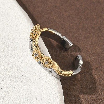 Brass Micro Pave Clear Cubic Zirconia Cuff Rings RJEW-G364-01GP-03-1