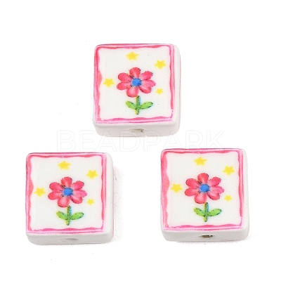 Printed Handmade Porcelain Beads PORC-G016-04A-1