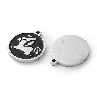 304 Stainless Steel Black Enamel Charms STAS-M102-17P-06-1