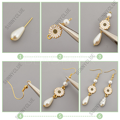 DIY Daisy Dangle Earrings Making Kits DIY-SC0003-32-1