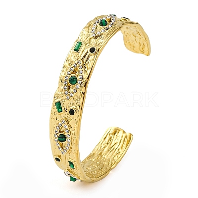 304 Stainless Steel Natural Malachite Cuff Bracelets BJEW-U009-01G-01-1