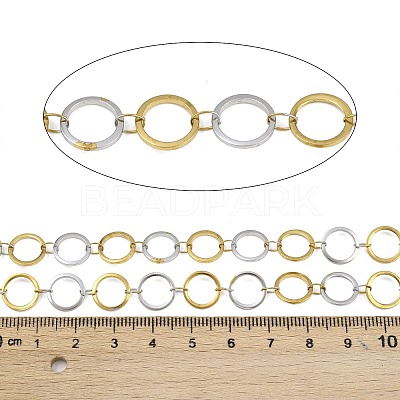 304 Stainless Steel Two Tone Ring Link Chains CHS-G044-05GP-1