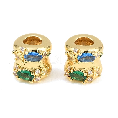 Brass Micro Pave Colorful Cubic Zirconia European Beads CU-CBA7E9C-02G-1