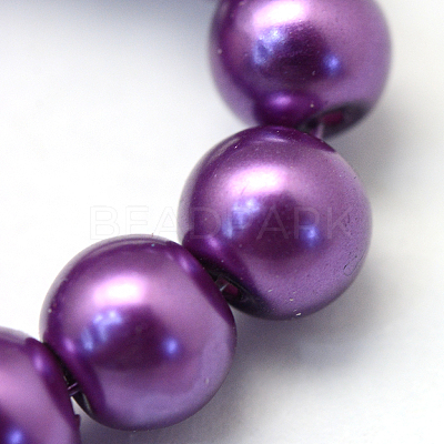 Baking Paint Pearlized Glass Pearl Round Bead Strands X-HY-Q330-8mm-37-1