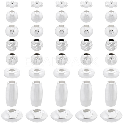 80Pcs 8 Styles 925 Sterling Silver Beads STER-BBC0008-87-1