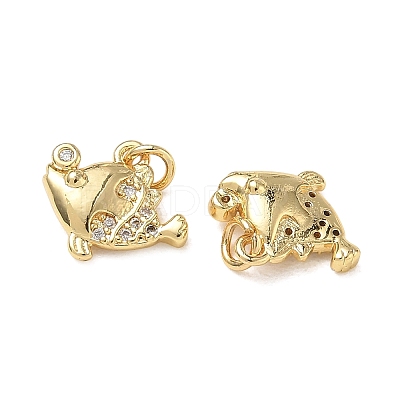 High Polished Ocean Brass Micro Pave Clear Cubic Zirconia Pendants CU-CBAF3CF-02M-01-1