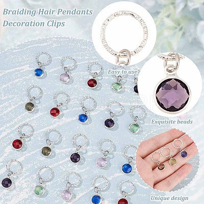 24Pcs 6 Colors Brass Glass Dreadlocks Beads OHAR-AB00011-1