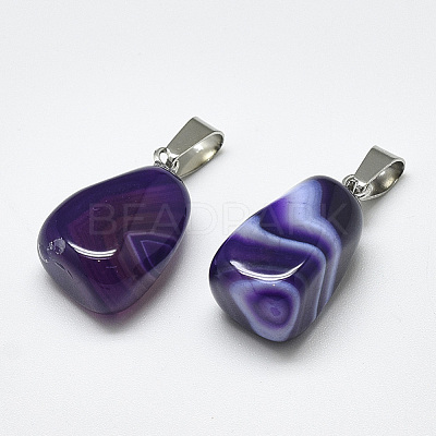 Natural Banded Agate/Striped Agate Pendants G-T122-20C-1
