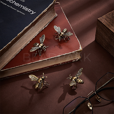 Brass Figure Bees Display Decorations DJEW-WH0015-153-1
