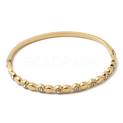 304 Stainless Steel Rhinestone Hinged Bangles for Women BJEW-B168-03A-G-1