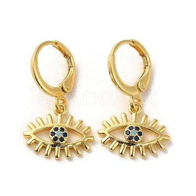 Horse Eye Brass Dangle Leverback Earrings EJEW-Q797-02B-G-1