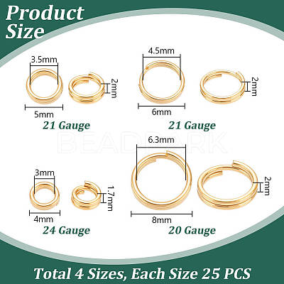 100Pcs 4 Colors Brass Split Rings KK-PH0013-19-1