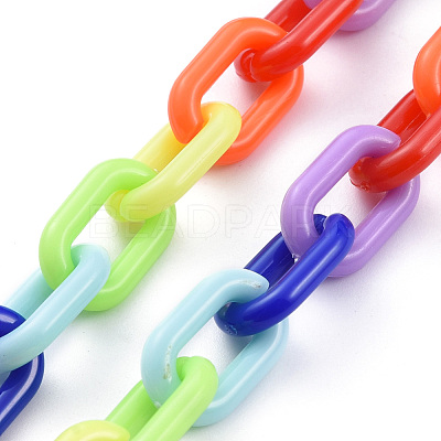 Handmade Opaque Acrylic Cable Chains X-AJEW-JB00672-1