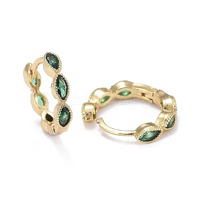 Brass Micro Pave Cubic Zirconia Huggie Hoop Earrings X-EJEW-K083-34G-C-1
