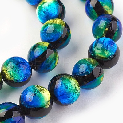 Handmade Silver Foil Glass Lampwork Beads LAMP-P051-M02-12mm-1