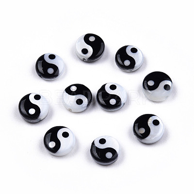 Natural Freshwater Shell Printed Beads SHEL-N026-207A-01-1