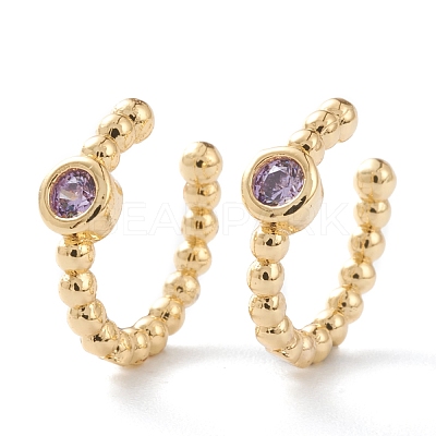 Brass Micro Pave Cubic Zirconia Cuff Earrings EJEW-H109-01I-G-1