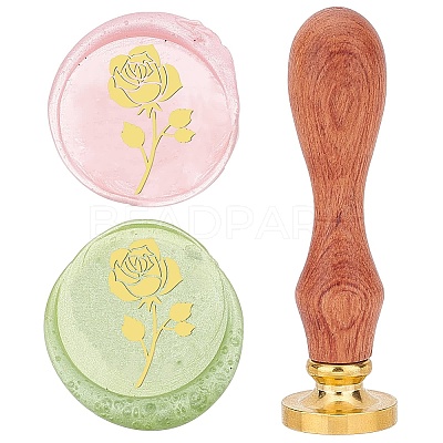 Brass Wax Seal Stamps with Wood Handle AJEW-WH0412-0063-1