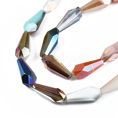 Electroplate Transparent Glass Beads Strands EGLA-S174-28-1