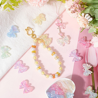 40Pcs Luminous Rainbow Iridescent Plating Transparent Acrylic Pendants TACR-SP0001-29-1