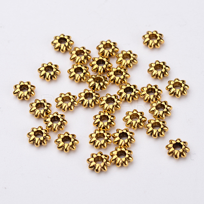 Tibetan Style Alloy Flower Spacer Beads TIBEB-0885-AG-LF-1