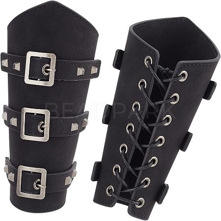 Leatheroid Punk Style Cuff Wristband for Bikers AJEW-WH0020-38B-1
