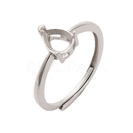 Rhodium Plated 925 Sterling Silver Adjustable Solitaire Ring Settings STER-NH0016-01A-P-1