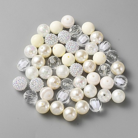 Mixed Style Acrylic Round Beads Sets SACR-WH0006-20J-1