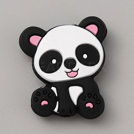 Panda Silicone Beads SIL-WH0002-82C-1