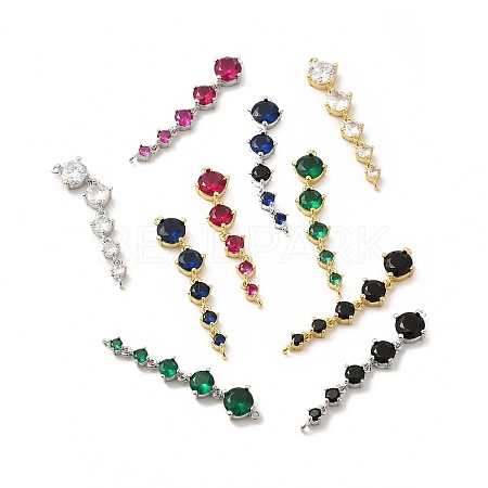 Rack Plating Brass Pave Cubic Zirconia Connector Charms KK-G458-02-1