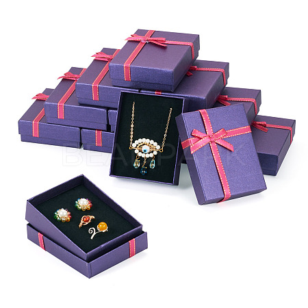 Rectangle Paper Jewelry Set Storage Boxes with Bowknot CON-TAC0014-04B-1