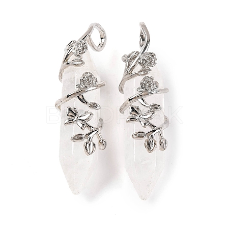 Natural Quartz Crystal Double Terminal Pointed Pendants G-C144-03P-05-1