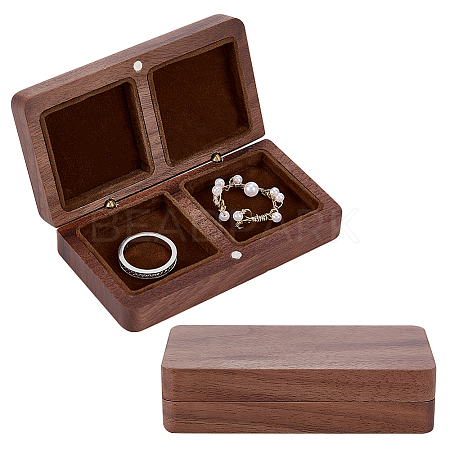 2-Slot Black Walnut Jewelry Magnetic Storage Boxes CON-WH0095-09C-1