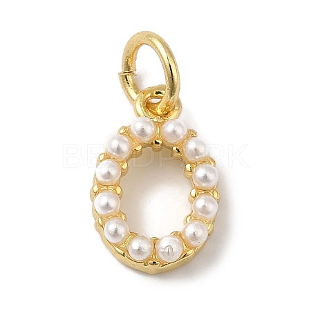 Rack Plating Brass with ABS Plastic Imitation Pearl Charms KK-B092-30O-G-1