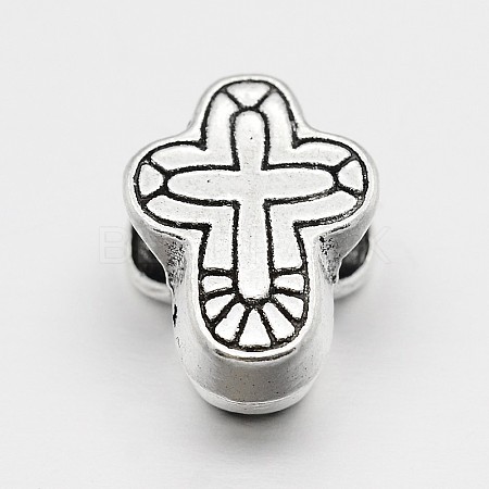 Alloy Cross Large Hole European Beads X-MPDL-M040-02AS-1