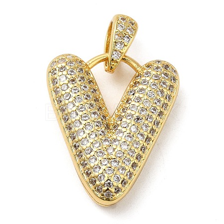 Brass Micro Pave Cubic Zirconia Pendants KK-E061-03G-22-1