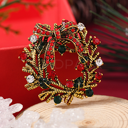 Christmas Theme Zinc Alloy Rhinestone Brooches for Backpack Clothes LK8386-25-1